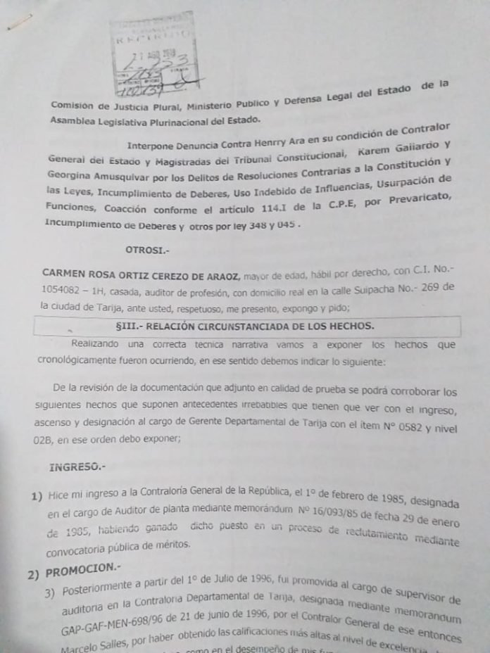 Denuncian al contralor por una destitución “ilegal” en Tarija - Noticias El  Periódico Tarija